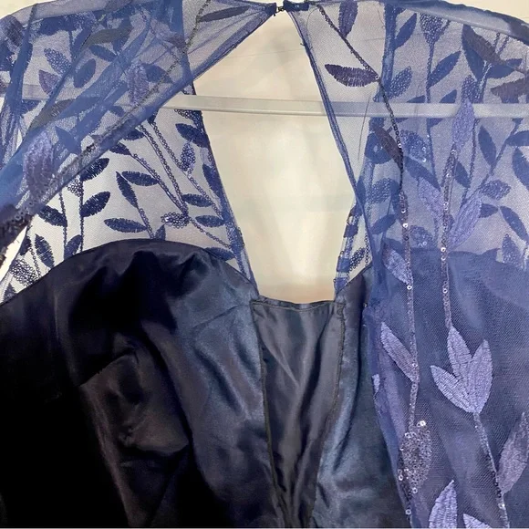 Jovani JVN Womens Dress 22 Formal Blue Sequin Sparkly Tutu tulle Mini Gown - Picture 8 of 14